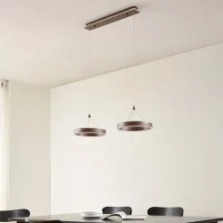 Lucande Pendellamper > LED-hængelampe Kolo, 86 cm, 2 lyskilder, brun, dæmpbar