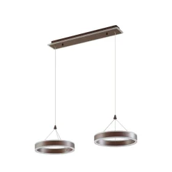 Lucande Pendellamper > LED-hængelampe Kolo, 86 cm, 2 lyskilder, brun, dæmpbar