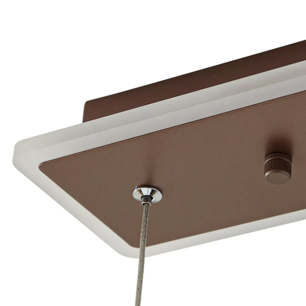 Lucande Pendellamper > LED-hængelampe Kolo, 86 cm, 2 lyskilder, brun, dæmpbar