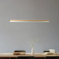 Pendellamper|Pendellamper ^ Lucande LED-hængelampe Lutana, rosaguld/træfarvet, 101 cm