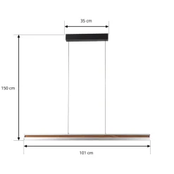 Pendellamper|Pendellamper ^ Lucande LED-hængelampe Lutana, rosaguld/træfarvet, 101 cm