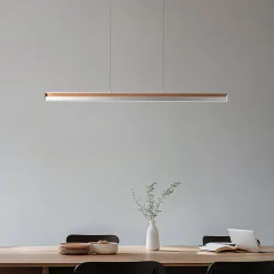 Pendellamper|Pendellamper ^ Lucande LED-hængelampe Lutana, rosaguld/træfarvet, 101 cm