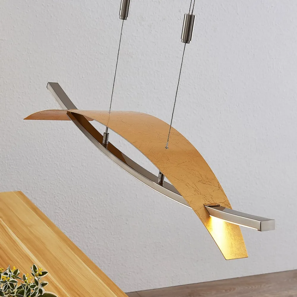 Lucande Pendellamper|Pendellamper > LED-hængelampe Marija, 91 cm, guldfarvet, dæmpbar