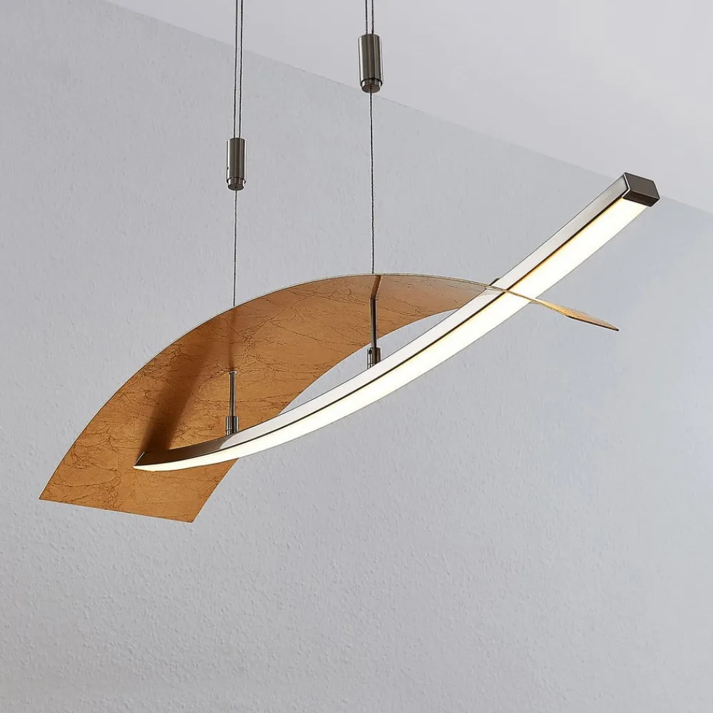 Lucande Pendellamper|Pendellamper > LED-hængelampe Marija, 91 cm, guldfarvet, dæmpbar
