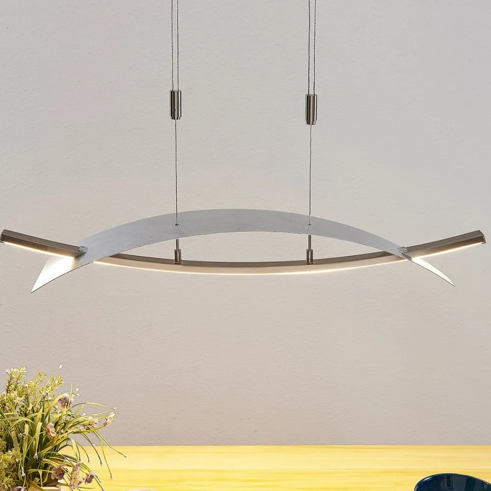 Lucande Pendellamper|Pendellamper > LED-hængelampe Marija, 91 cm, sølv, dæmpbar