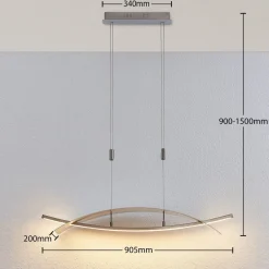 Lucande Pendellamper|Pendellamper > LED-hængelampe Marija, 91 cm, sølv, dæmpbar