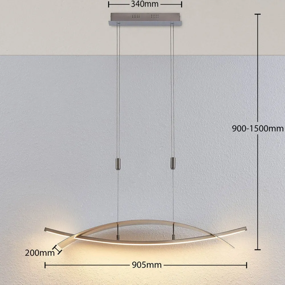 Lucande Pendellamper|Pendellamper > LED-hængelampe Marija, 91 cm, sølv, dæmpbar
