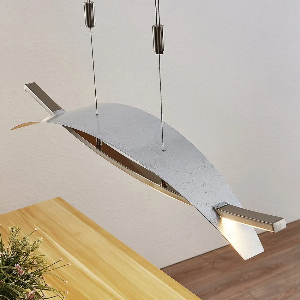 Lucande Pendellamper|Pendellamper > LED-hængelampe Marija, 91 cm, sølv, dæmpbar