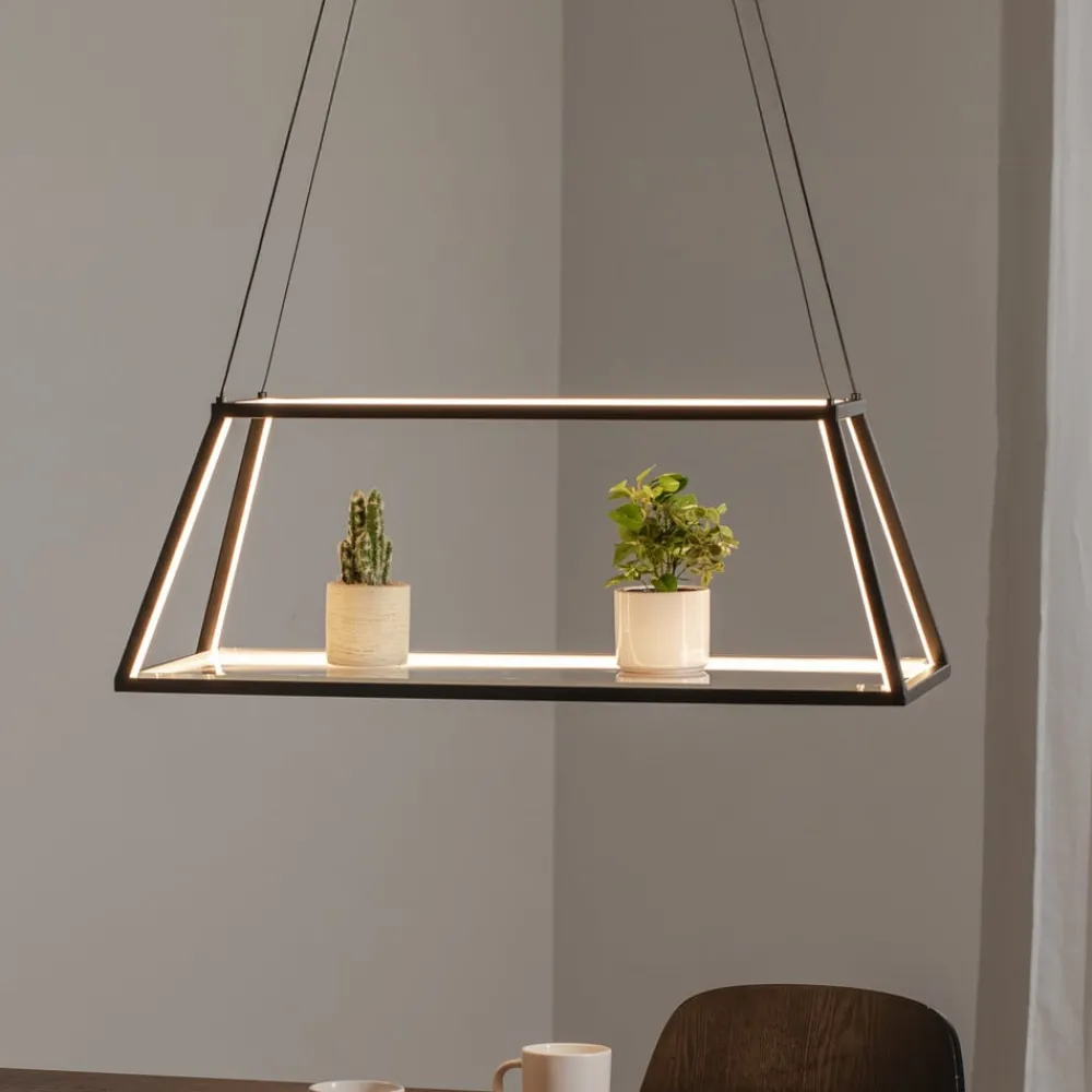 Lucande Pendellamper > LED-hængelampe Mensola, sort, aluminium, 75 cm