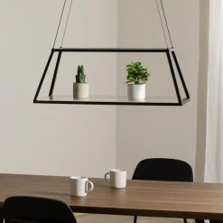 Lucande Pendellamper > LED-hængelampe Mensola, sort, aluminium, 75 cm