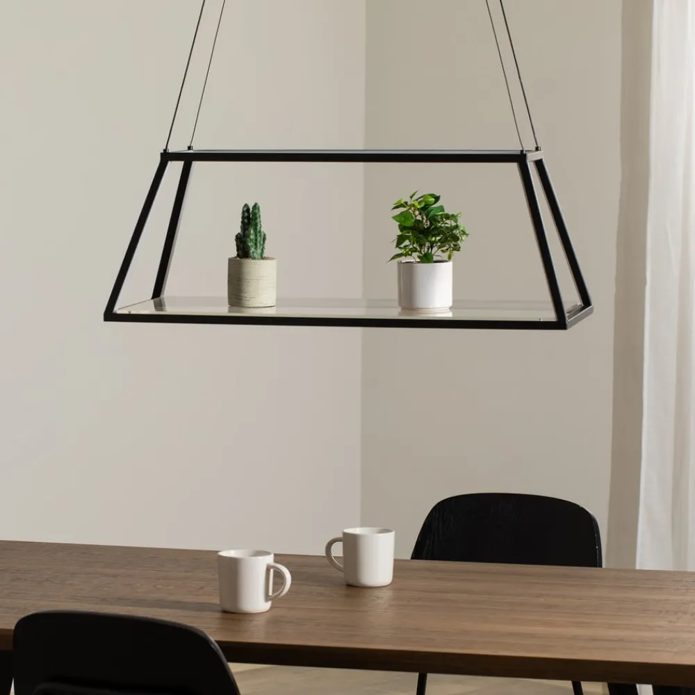 Lucande Pendellamper > LED-hængelampe Mensola, sort, aluminium, 75 cm