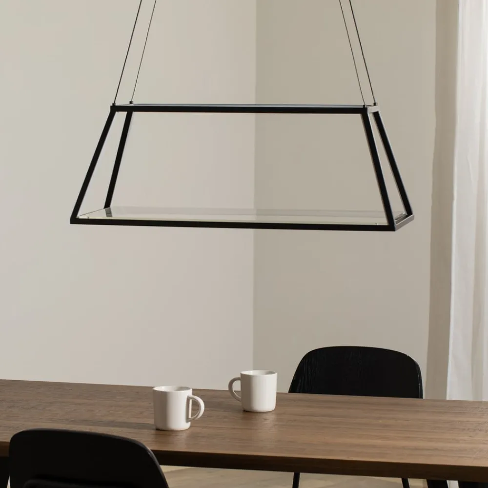 Lucande Pendellamper > LED-hængelampe Mensola, sort, aluminium, 75 cm