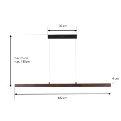 Lucande Pendellamper|Pendellamper > LED-hængelampe Nihalo, valnød, 122 cm, dæmpbar, CCT