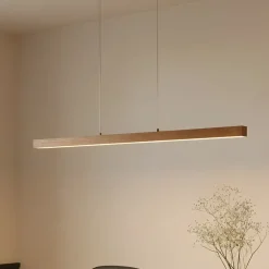 Pendellamper|Pendellamper ^ Lucande LED-hængelampe Nihalo, træ, 122 cm, dæmpbar, CCT
