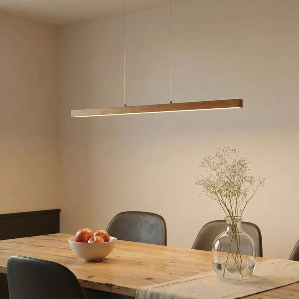 Pendellamper|Pendellamper ^ Lucande LED-hængelampe Nihalo, træ, 122 cm, dæmpbar, CCT
