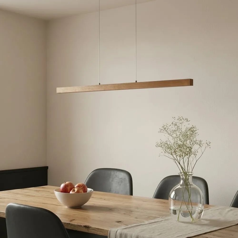 Pendellamper|Pendellamper ^ Lucande LED-hængelampe Nihalo, træ, 122 cm, dæmpbar, CCT