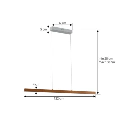 Pendellamper|Pendellamper ^ Lucande LED-hængelampe Nihalo, træ, 122 cm, dæmpbar, CCT