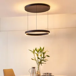 Lucande Pendellamper > LED-hængelampe Philine, Ø 60 cm, sort, jern
