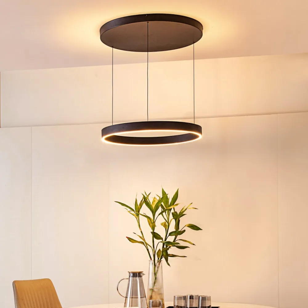 Lucande Pendellamper > LED-hængelampe Philine, Ø 60 cm, sort, jern