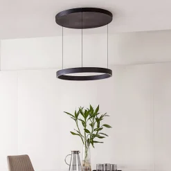 Lucande Pendellamper > LED-hængelampe Philine, Ø 60 cm, sort, jern