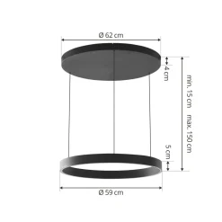 Lucande Pendellamper > LED-hængelampe Philine, Ø 60 cm, sort, jern