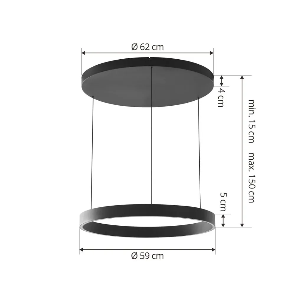 Lucande Pendellamper > LED-hængelampe Philine, Ø 60 cm, sort, jern