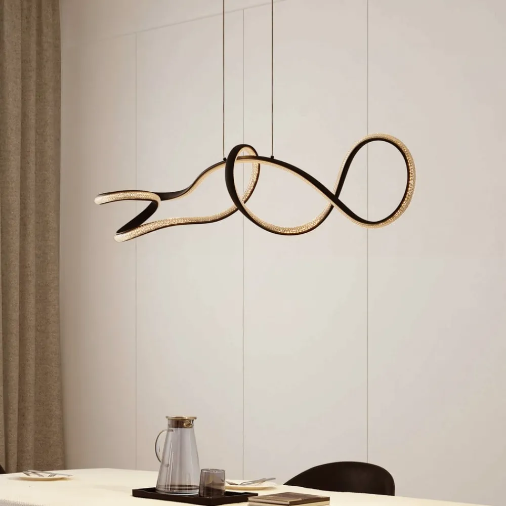 Lucande Pendellamper|Pendellamper > LED-hængelampe Rodado, sort, 110 cm, aluminium