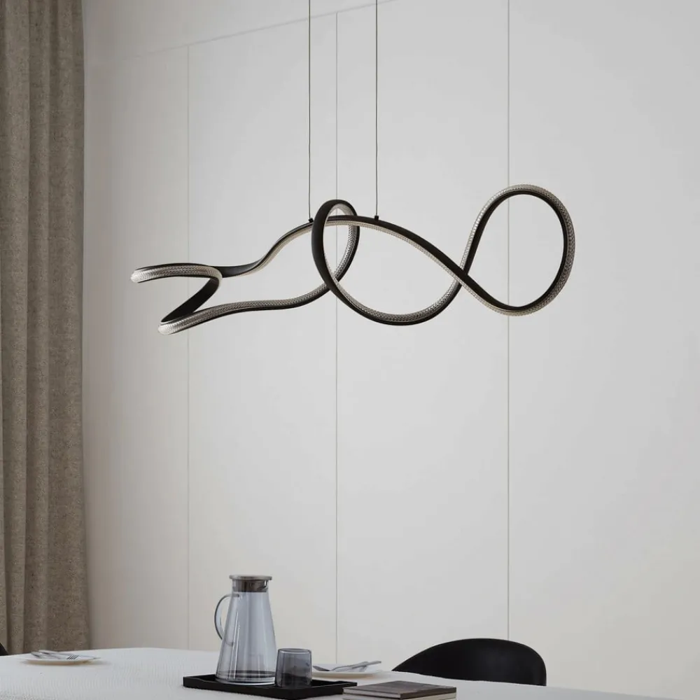 Lucande Pendellamper|Pendellamper > LED-hængelampe Rodado, sort, 110 cm, aluminium