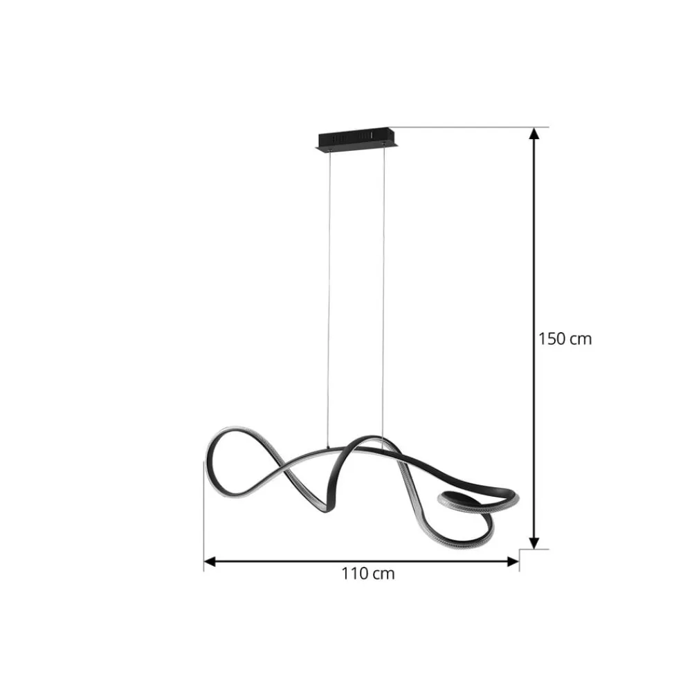 Lucande Pendellamper|Pendellamper > LED-hængelampe Rodado, sort, 110 cm, aluminium