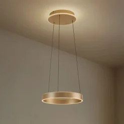 Lucande Pendellamper|Pendellamper > LED-hængelampe Tindra, Ø 40 cm, guld, dæmpbar