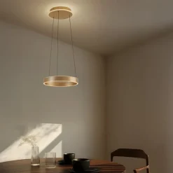 Lucande Pendellamper|Pendellamper > LED-hængelampe Tindra, Ø 40 cm, guld, dæmpbar