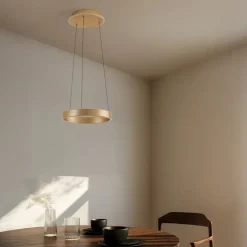 Lucande Pendellamper|Pendellamper > LED-hængelampe Tindra, Ø 40 cm, guld, dæmpbar