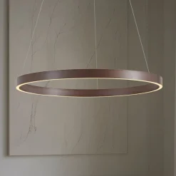Lucande Pendellamper|Pendellamper > LED-hængelampe Yonam, Ø 80 cm, 1 lyskilde, brun, CCT