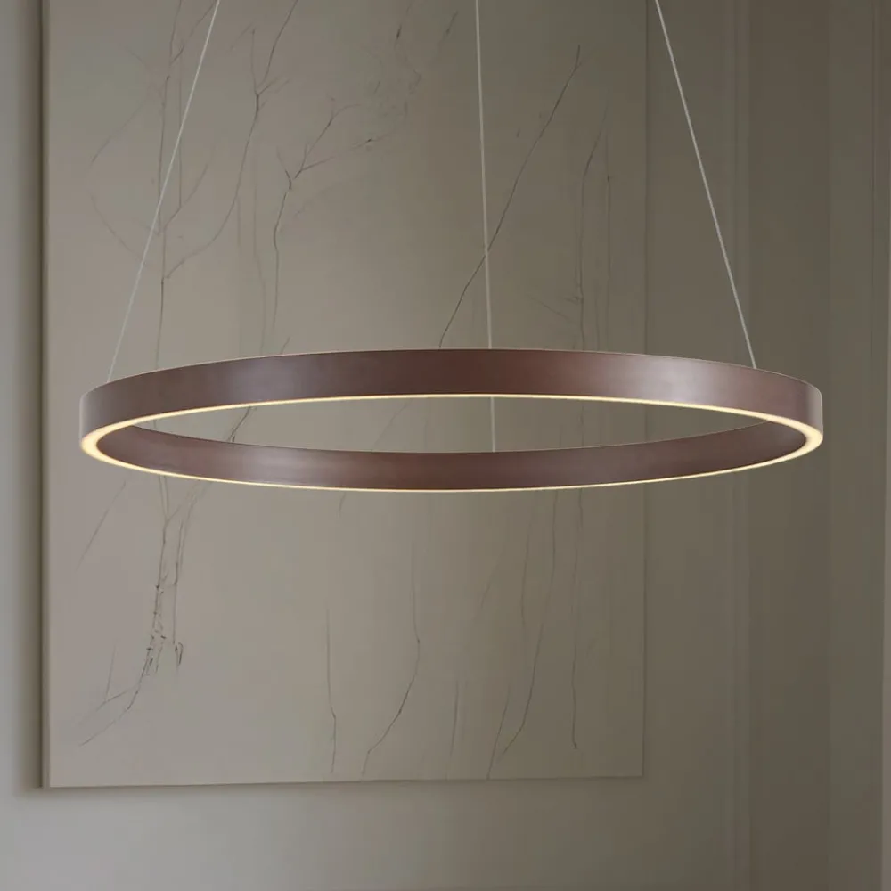 Lucande Pendellamper|Pendellamper > LED-hængelampe Yonam, Ø 80 cm, 1 lyskilde, brun, CCT