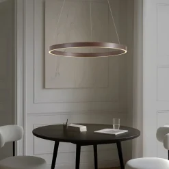 Lucande Pendellamper|Pendellamper > LED-hængelampe Yonam, Ø 80 cm, 1 lyskilde, brun, CCT