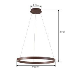 Lucande Pendellamper|Pendellamper > LED-hængelampe Yonam, Ø 80 cm, 1 lyskilde, brun, CCT