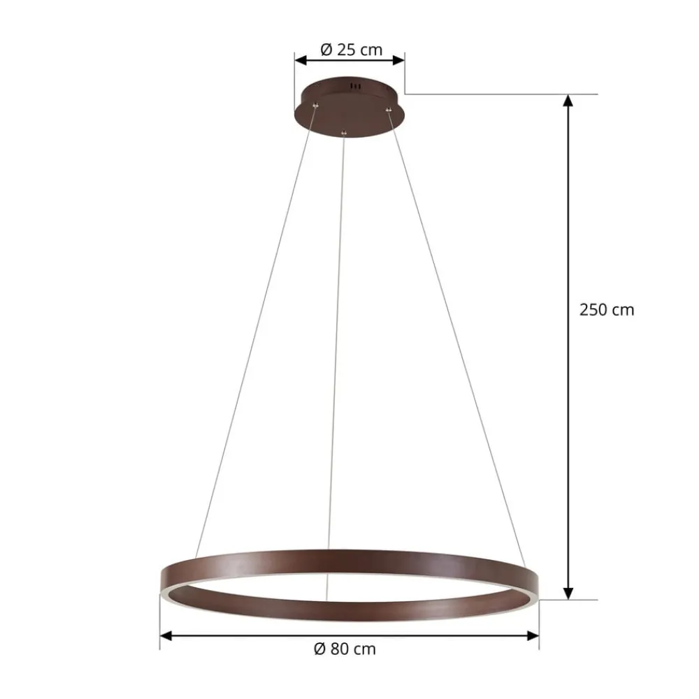 Lucande Pendellamper|Pendellamper > LED-hængelampe Yonam, Ø 80 cm, 1 lyskilde, brun, CCT