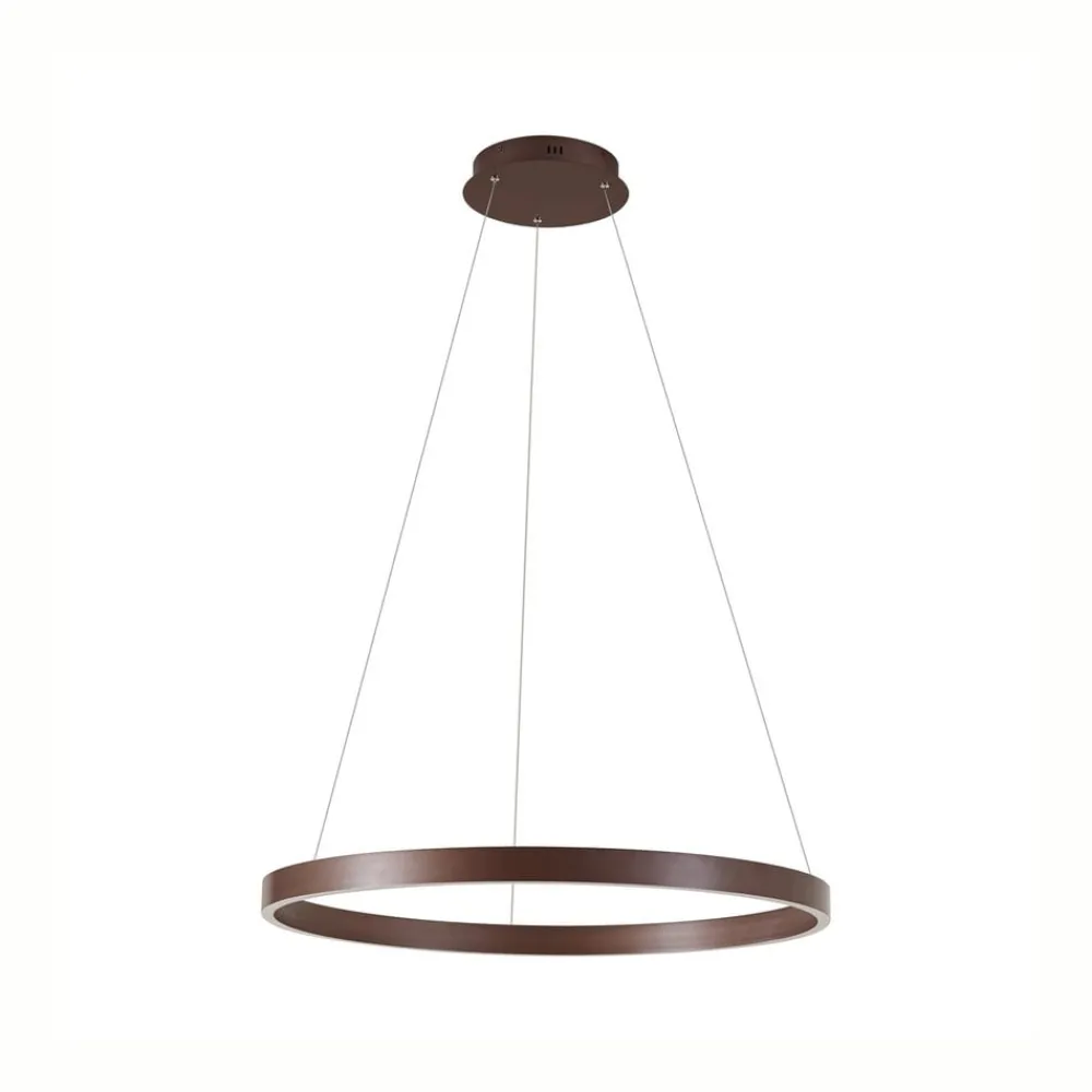 Lucande Pendellamper|Pendellamper > LED-hængelampe Yonam, Ø 80 cm, 1 lyskilde, brun, CCT