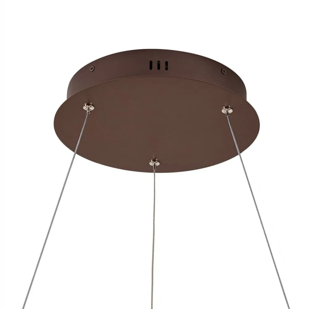 Lucande Pendellamper|Pendellamper > LED-hængelampe Yonam, Ø 80 cm, 1 lyskilde, brun, CCT