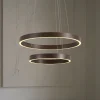 Lucande Pendellamper > LED-hængelampe Yonam, Ø 60 cm, 2 lyskilder, brun, CCT