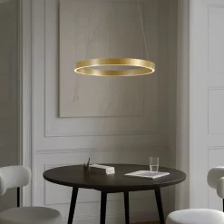 Lucande Pendellamper|Pendellamper > LED-hængelampe Yonam, Ø 60 cm, 1 lyskilde, guld, CCT