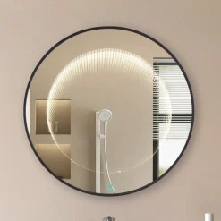 Møbel Og Interiør ^ Lucande LED infinity-spejl Emire, sort, aluminium, CCT, IP44