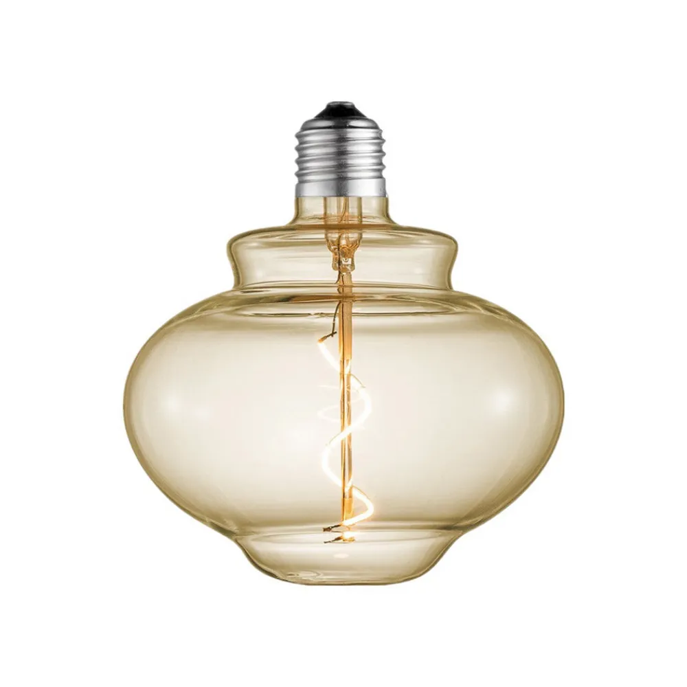 Lucande Dæmpbar Led-Pære|Filament Pære > LED-klokkelampe, E27 4W, ravfarvet, Ø 16 cm, 2700K