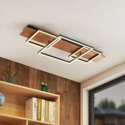 Lucande Arbejdsrum/Kontor|Loftlamper > LED-loftlampe Chariska, 95 cm, sort, træ, CCT