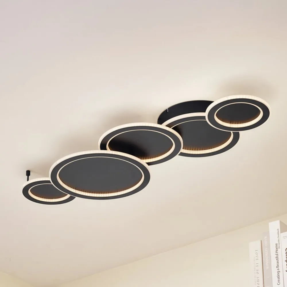 Lucande Loftlamper|Loftlamper > LED-loftlampe Diala, sort, metal, 96 cm