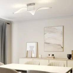 Lucande Loftlamper > LED-loftlampe Edano, 122 cm, hvid, tekstil, dæmpbar