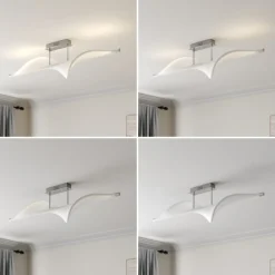Lucande Loftlamper > LED-loftlampe Edano, 122 cm, hvid, tekstil, dæmpbar