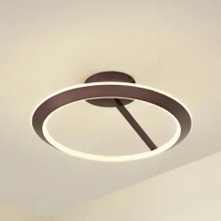 Loftlamper|Pendellamper ^ Lucande LED-loftlampe Eldra, kaffebrun, Ø 55 cm, CCT