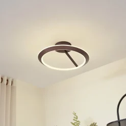 Loftlamper|Pendellamper ^ Lucande LED-loftlampe Eldra, kaffebrun, Ø 55 cm, CCT