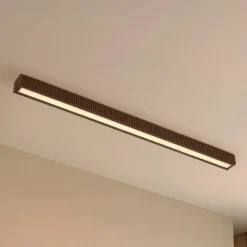 Gang|Loftlamper ^ Lucande LED-loftlampe Emara, mørkt træ, eg, dæmpbar